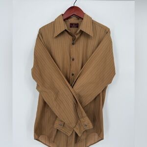 Van Heusen Tan Striped Button Down Shirt